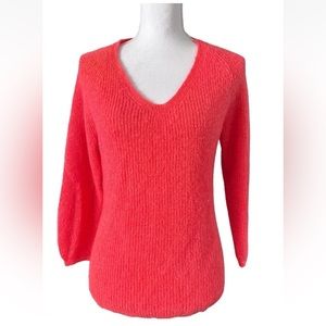 Gerard Darel Paris  Women Orange V-Neck  Sweater Top Size 1 (S) 3/4 Sleeve